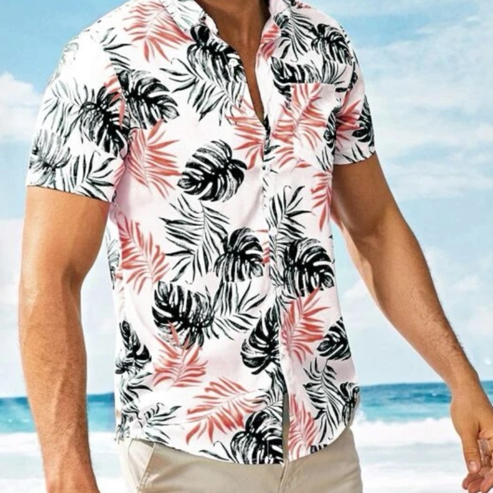 Casual Men’s Tropical Print Shirt